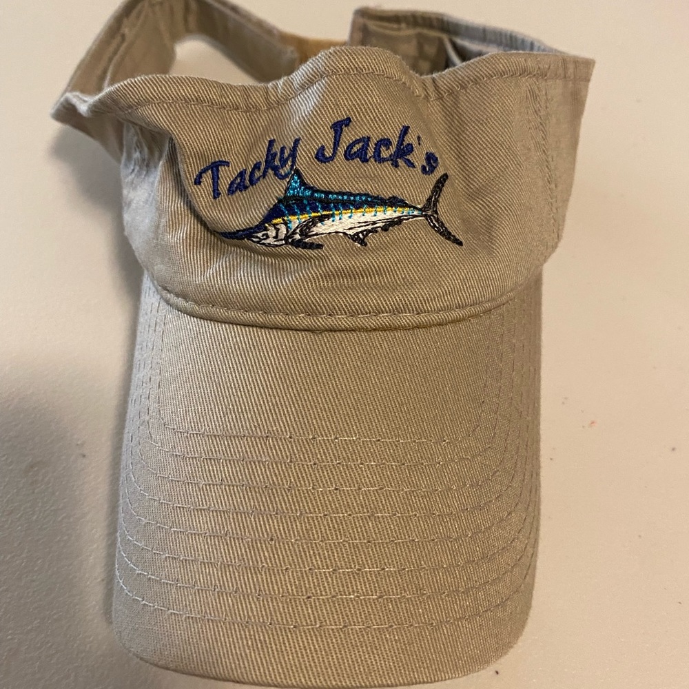 Men’s Hat VISOR - Tacky Jack’s -Khaki Tan -Orange Beach, Alabama